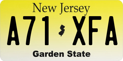 NJ license plate A71XFA