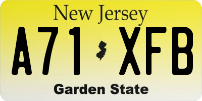 NJ license plate A71XFB