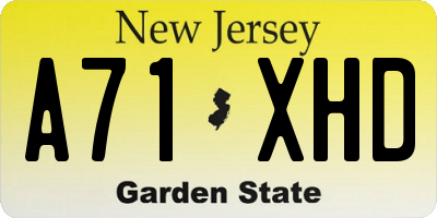 NJ license plate A71XHD