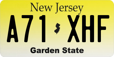 NJ license plate A71XHF