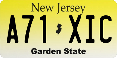NJ license plate A71XIC