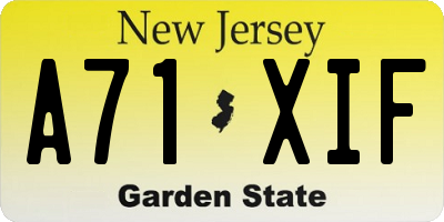 NJ license plate A71XIF