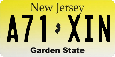 NJ license plate A71XIN