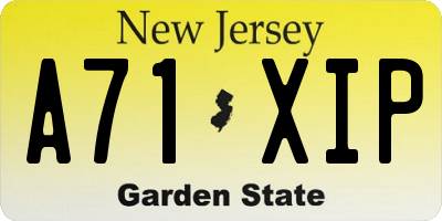 NJ license plate A71XIP