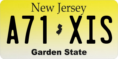 NJ license plate A71XIS