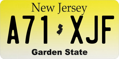 NJ license plate A71XJF