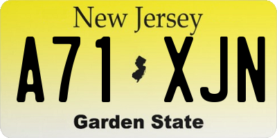 NJ license plate A71XJN