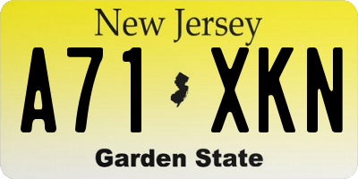 NJ license plate A71XKN