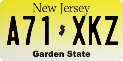 NJ license plate A71XKZ