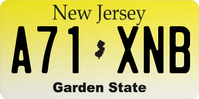 NJ license plate A71XNB