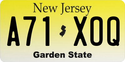 NJ license plate A71XOQ
