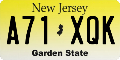 NJ license plate A71XQK