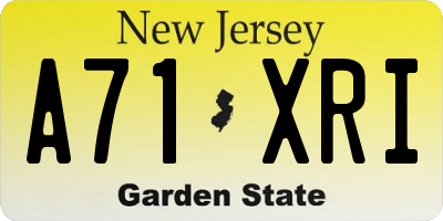 NJ license plate A71XRI