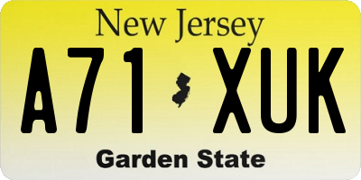 NJ license plate A71XUK