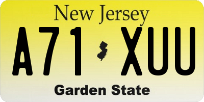 NJ license plate A71XUU