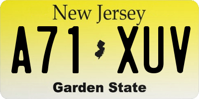 NJ license plate A71XUV