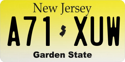 NJ license plate A71XUW