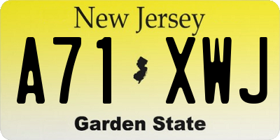 NJ license plate A71XWJ