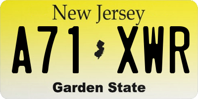 NJ license plate A71XWR