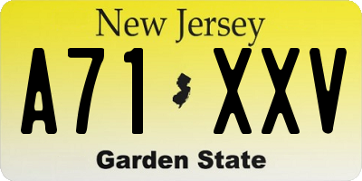 NJ license plate A71XXV