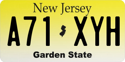 NJ license plate A71XYH