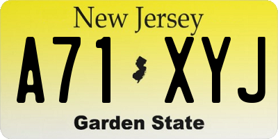 NJ license plate A71XYJ