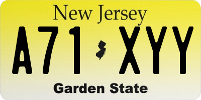 NJ license plate A71XYY
