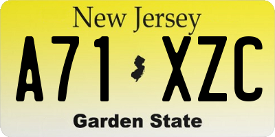 NJ license plate A71XZC