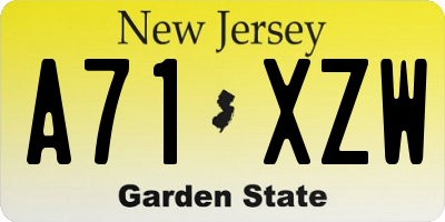 NJ license plate A71XZW