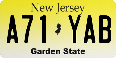 NJ license plate A71YAB