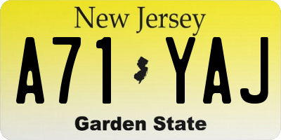 NJ license plate A71YAJ