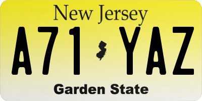 NJ license plate A71YAZ