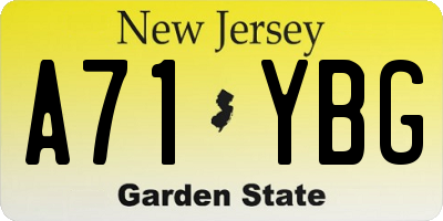 NJ license plate A71YBG