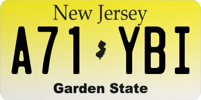 NJ license plate A71YBI