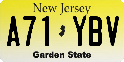 NJ license plate A71YBV