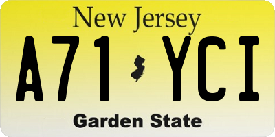 NJ license plate A71YCI