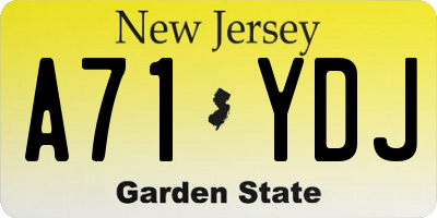 NJ license plate A71YDJ