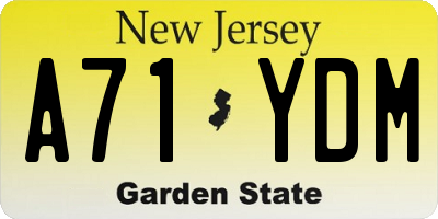 NJ license plate A71YDM