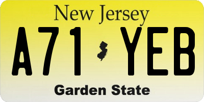 NJ license plate A71YEB