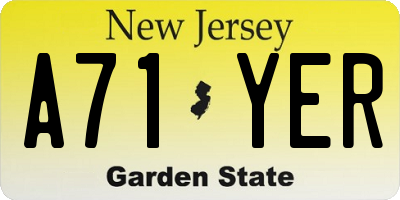 NJ license plate A71YER