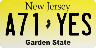 NJ license plate A71YES