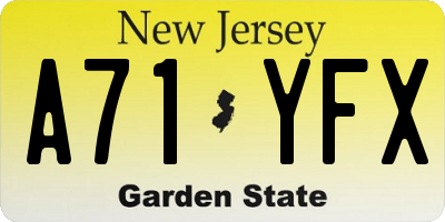NJ license plate A71YFX