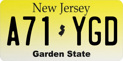 NJ license plate A71YGD