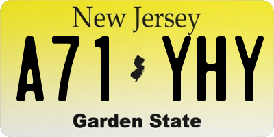 NJ license plate A71YHY