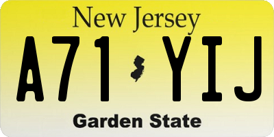 NJ license plate A71YIJ