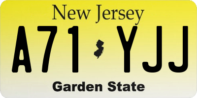 NJ license plate A71YJJ