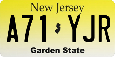 NJ license plate A71YJR