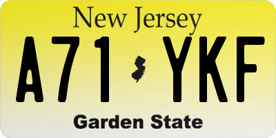 NJ license plate A71YKF