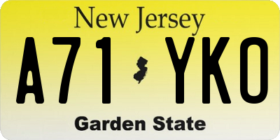 NJ license plate A71YKO