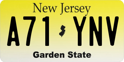 NJ license plate A71YNV
